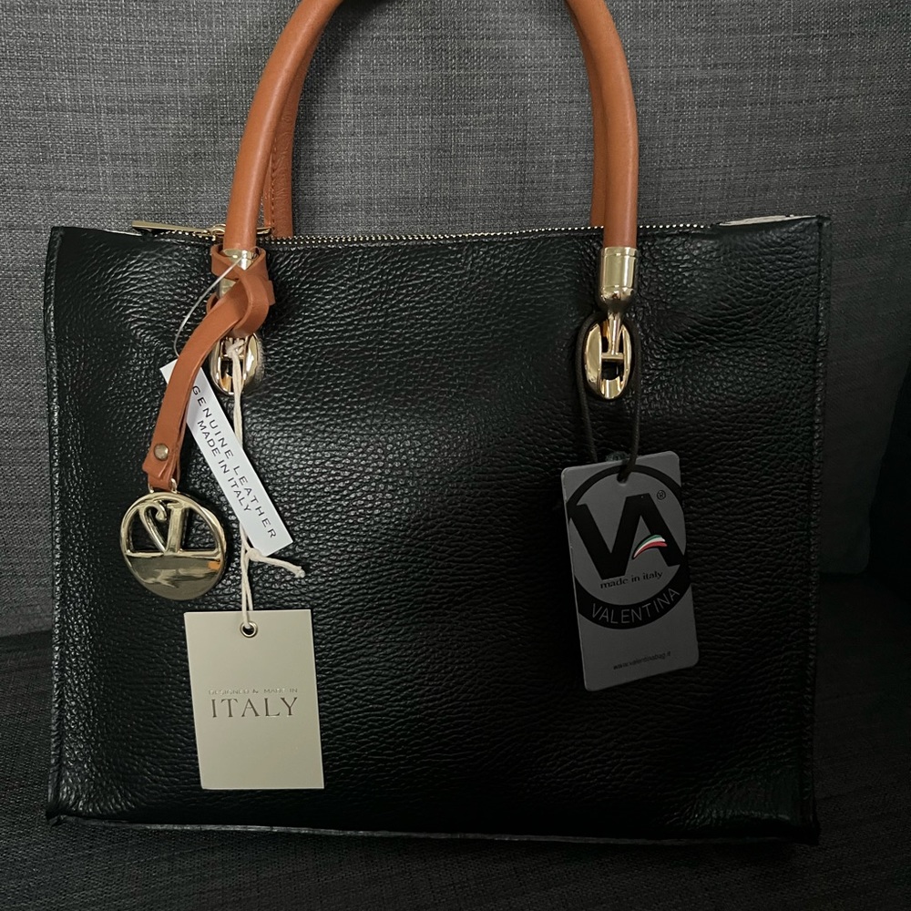 NWT VALENTINA LEATHER SATCHEL TOTE BAG PURSE - Picture 9 of 10